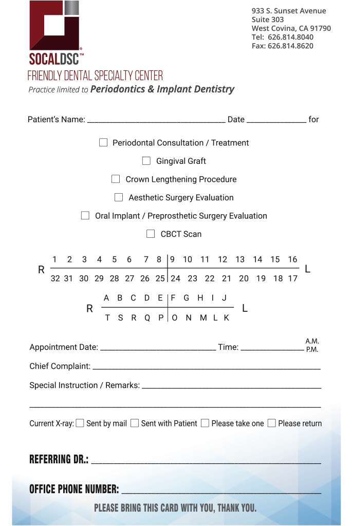 Perio referral sheet
